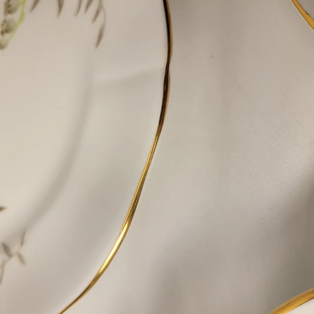 Adderley Salad Plates‎ Women White Floral Gold Rim Fine Bone China Set of 4